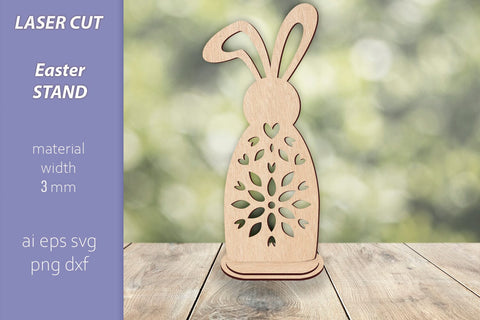 Easter stand laser cut, Bunny with flowers decoration SVG AnastasiyaArtDesign 