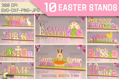 Easter Stands SVG Bundle. 3D Stands Laser Cut SVG Evgenyia Guschina 