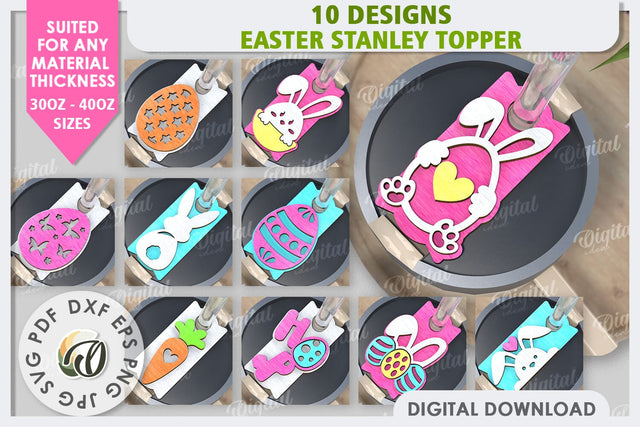 Easter Stanley Toppers Laser Cut Bundle. Easter Decor SVG SVG Evgenyia Guschina 