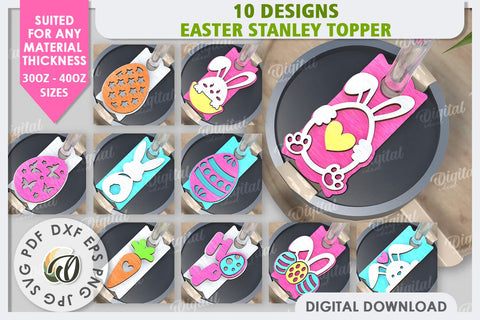 Easter Stanley Toppers Laser Cut Bundle. Easter Decor SVG SVG Evgenyia Guschina 