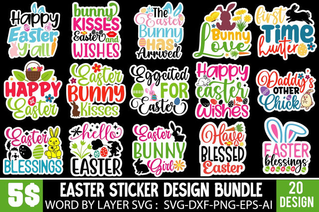 Easter Sticker BUndle, Happy EAster Day, Easter SVG Cut File, EAster T-shirt DEsign, Easter Praphic Illustration ,Easter Sublimation BUndle, Eastedr SVG Bundle Sublimation Insomnia Std 