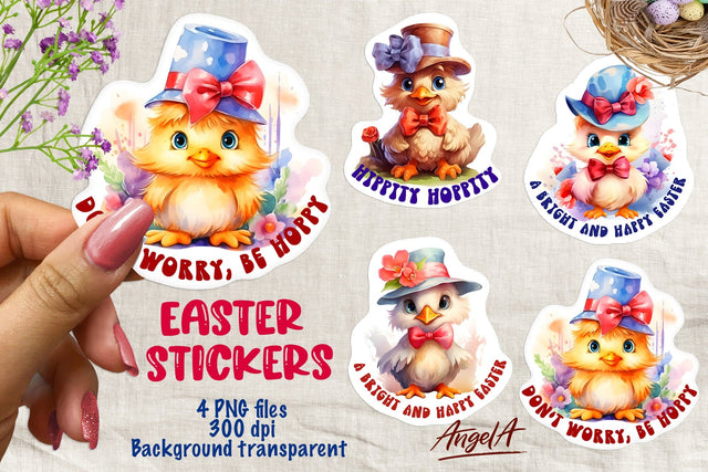 Easter stickers printable / easter chick / easter sayings Sublimation Angelina Semenova 