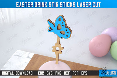 Easter Sticks Stirring Drink | Drink Stirrers | Cocktail Stirrers | Drinks Markers | CNC File SVG Fly Design 