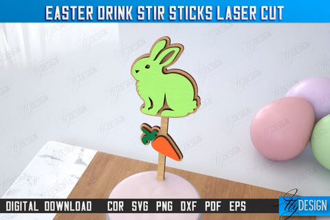 Easter Sticks Stirring Drink | Drink Stirrers | Cocktail Stirrers | Drinks Markers | CNC File SVG Fly Design 