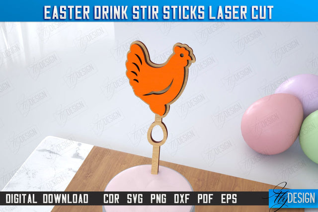 Easter Sticks Stirring Drink | Drink Stirrers | Cocktail Stirrers | Drinks Markers | CNC File SVG Fly Design 