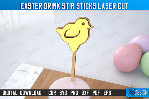Easter Sticks Stirring Drink | Drink Stirrers | Cocktail Stirrers | Drinks Markers | CNC File SVG Fly Design 