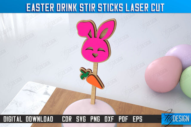 Easter Sticks Stirring Drink | Drink Stirrers | Cocktail Stirrers | Drinks Markers | CNC File SVG Fly Design 