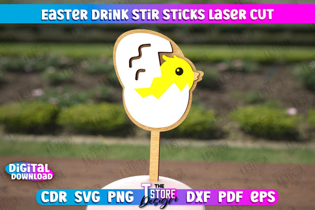 Easter Sticks Stirring Drink | Drink Stirrers | Cocktail Stirrers | Drinks Markers | CNC File SVG The T Store Design 
