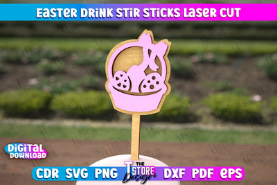Easter Sticks Stirring Drink | Drink Stirrers | Cocktail Stirrers | Drinks Markers | CNC File SVG The T Store Design 