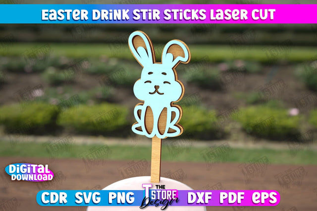 Easter Sticks Stirring Drink | Drink Stirrers | Cocktail Stirrers | Drinks Markers | CNC File SVG The T Store Design 