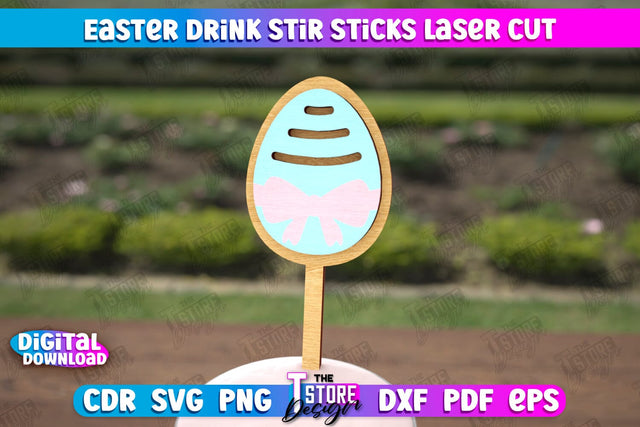 Easter Sticks Stirring Drink | Drink Stirrers | Cocktail Stirrers | Drinks Markers | CNC File SVG The T Store Design 
