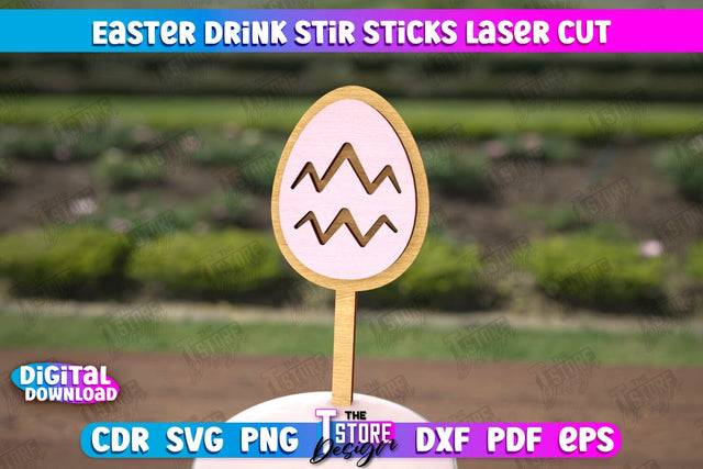 Easter Sticks Stirring Drink | Drink Stirrers | Cocktail Stirrers | Drinks Markers | CNC File SVG The T Store Design 