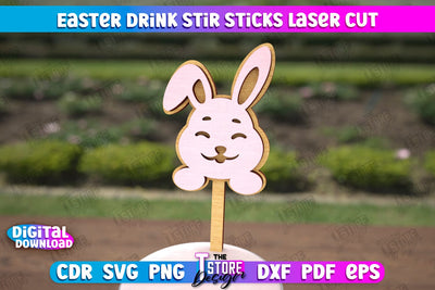 Easter Sticks Stirring Drink | Drink Stirrers | Cocktail Stirrers | Drinks Markers | CNC File SVG The T Store Design 
