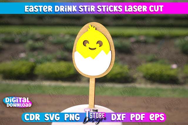 Easter Sticks Stirring Drink | Drink Stirrers | Cocktail Stirrers | Drinks Markers | CNC File SVG The T Store Design 