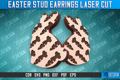 Easter Stud Earrings Laser Cut | Accessories Laser Cut SVG Design | CNC Files SVG Fly Design 