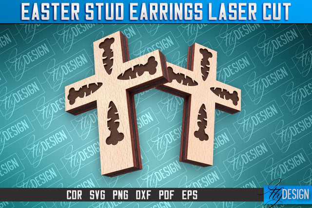 Easter Stud Earrings Laser Cut | Accessories Laser Cut SVG Design | CNC Files SVG Fly Design 