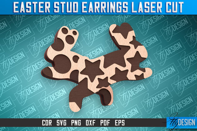 Easter Stud Earrings Laser Cut | Accessories Laser Cut SVG Design | CNC Files SVG Fly Design 
