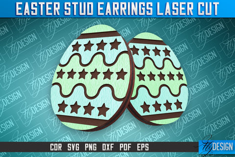 Easter Stud Earrings Laser Cut | Accessories Laser Cut SVG Design | CNC Files SVG Fly Design 