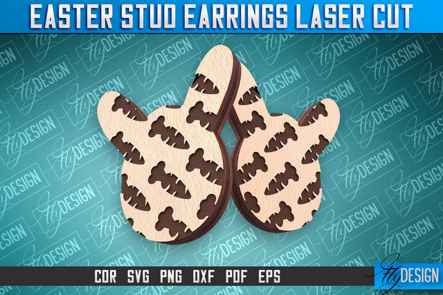 Easter Stud Earrings Laser Cut | Accessories Laser Cut SVG Design | CNC Files SVG Fly Design 