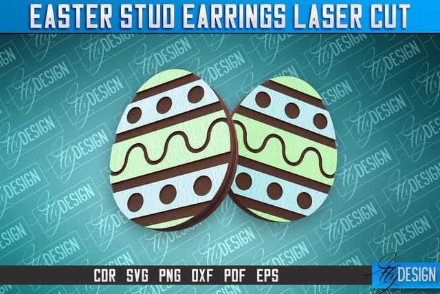 Easter Stud Earrings Laser Cut | Accessories Laser Cut SVG Design | CNC Files SVG Fly Design 