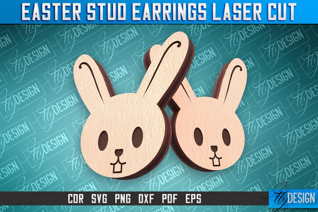 Easter Stud Earrings Laser Cut | Accessories Laser Cut SVG Design | CNC Files SVG Fly Design 