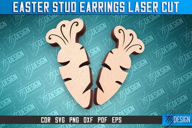 Easter Stud Earrings Laser Cut | Accessories Laser Cut SVG Design | CNC Files SVG Fly Design 