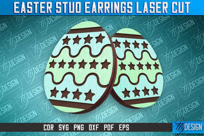 Easter Stud Earrings Laser Cut | Accessories Laser Cut SVG Design | CNC Files SVG Fly Design 