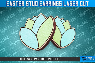 Easter Stud Earrings Laser Cut | Accessories Laser Cut SVG Design | CNC Files SVG Fly Design 