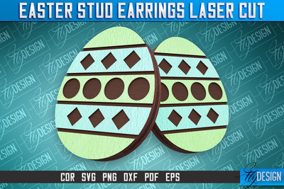 Easter Stud Earrings Laser Cut | Accessories Laser Cut SVG Design | CNC Files SVG Fly Design 