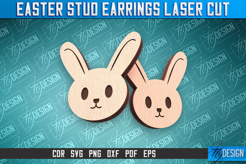 Easter Stud Earrings Laser Cut | Accessories Laser Cut SVG Design | CNC Files SVG Fly Design 