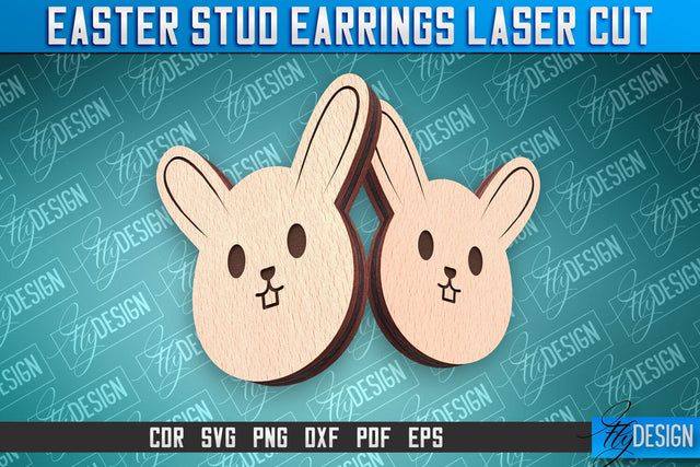 Easter Stud Earrings Laser Cut | Accessories Laser Cut SVG Design | CNC Files SVG Fly Design 