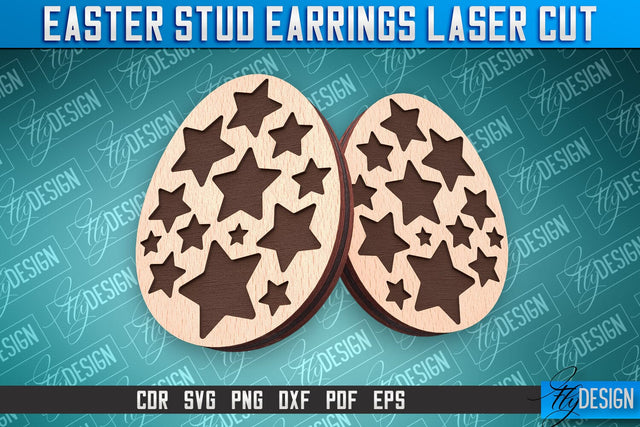 Easter Stud Earrings Laser Cut | Accessories Laser Cut SVG Design | CNC Files SVG Fly Design 