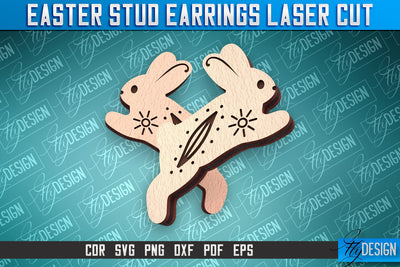 Easter Stud Earrings Laser Cut | Accessories Laser Cut SVG Design | CNC Files SVG Fly Design 