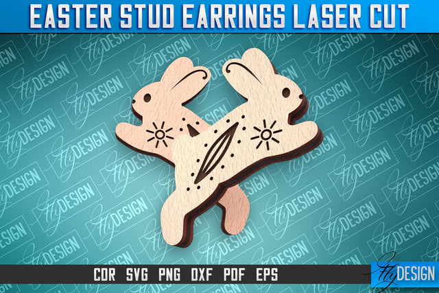 Easter Stud Earrings Laser Cut | Accessories Laser Cut SVG Design | CNC Files SVG Fly Design 