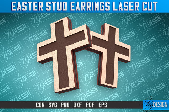 Easter Stud Earrings Laser Cut | Accessories Laser Cut SVG Design | CNC Files SVG Fly Design 