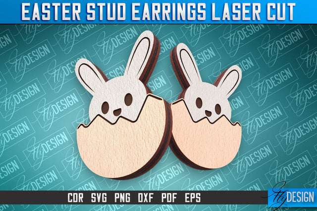Easter Stud Earrings Laser Cut | Accessories Laser Cut SVG Design | CNC Files SVG Fly Design 