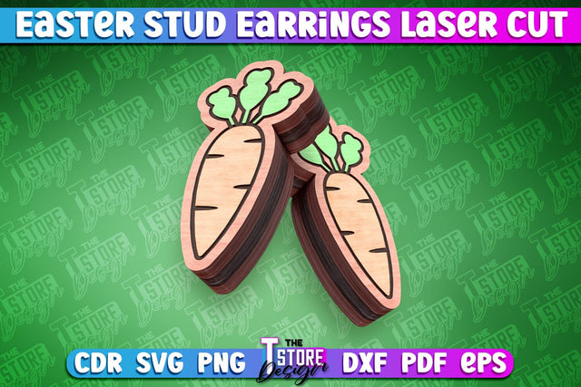 Easter Stud Earrings Laser Cut | Carrot Stud Earrings | CNC SVG The T Store Design 
