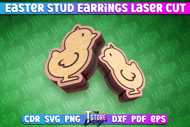 Easter Stud Earrings Laser Cut | Chick Stud Earrings | CNC SVG The T Store Design 