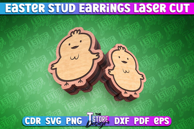 Easter Stud Earrings Laser Cut | Chick Stud Earrings | CNC SVG The T Store Design 