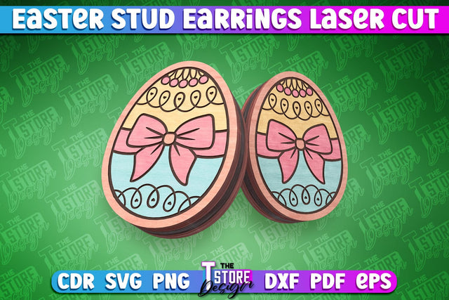 Easter Stud Earrings Laser Cut | Eggs Stud Earrings | CNC File SVG The T Store Design 