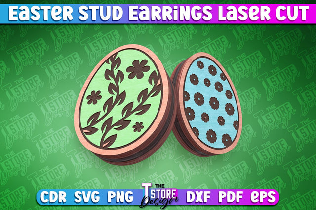 Easter Stud Earrings Laser Cut | Eggs Stud Earrings | CNC SVG The T Store Design 