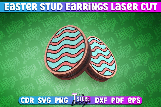 Easter Stud Earrings Laser Cut | Eggs Stud Earrings | CNC SVG The T Store Design 