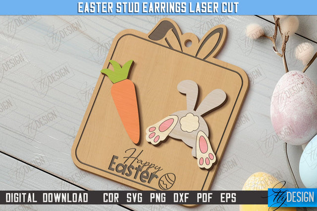 Easter Stud Earrings | Spring Design | Easter Signs | Accessories | CNC File SVG Fly Design 