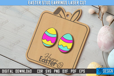 Easter Stud Earrings | Spring Design | Easter Signs | Accessories | CNC File SVG Fly Design 