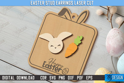 Easter Stud Earrings | Spring Design | Easter Signs | Accessories | CNC File SVG Fly Design 