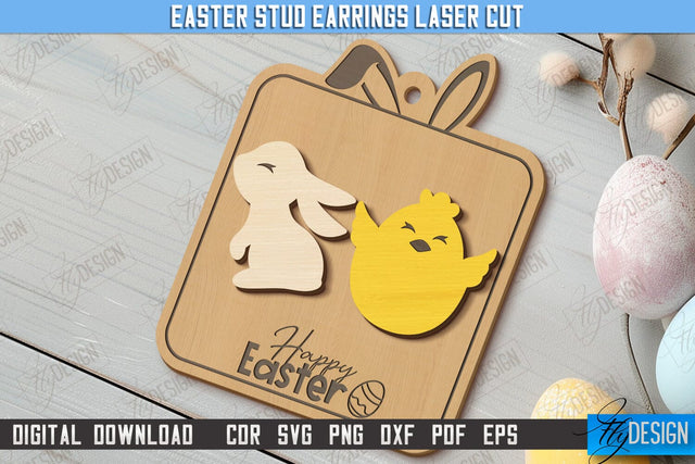 Easter Stud Earrings | Spring Design | Easter Signs | Accessories | CNC File SVG Fly Design 