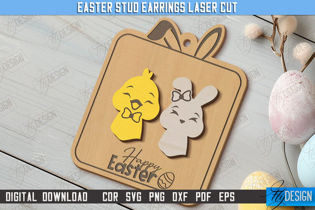 Easter Stud Earrings | Spring Design | Easter Signs | Accessories | CNC File SVG Fly Design 
