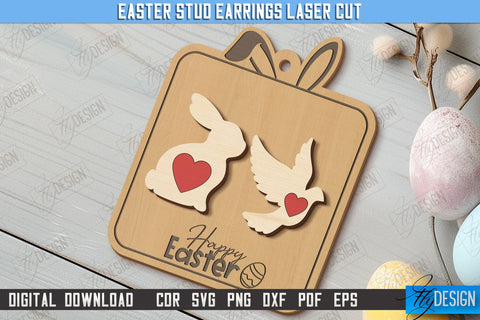 Easter Stud Earrings | Spring Design | Easter Signs | Accessories | CNC File SVG Fly Design 