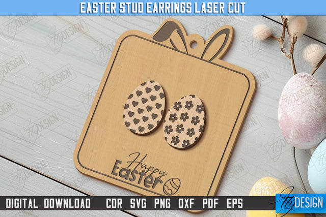 Easter Stud Earrings | Spring Design | Easter Signs | Accessories | CNC File SVG Fly Design 