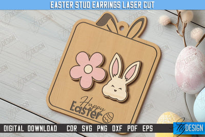 Easter Stud Earrings | Spring Design | Easter Signs | Accessories | CNC File SVG Fly Design 